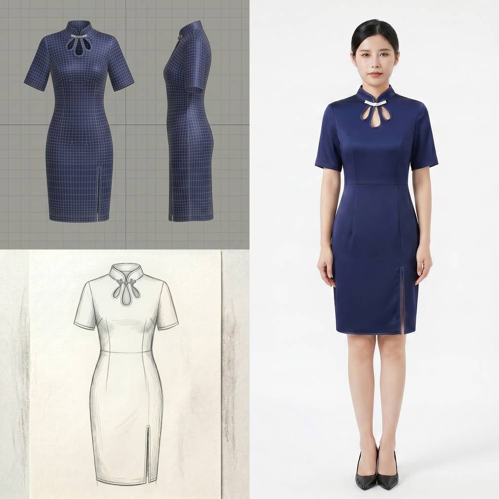 Navy Qipao