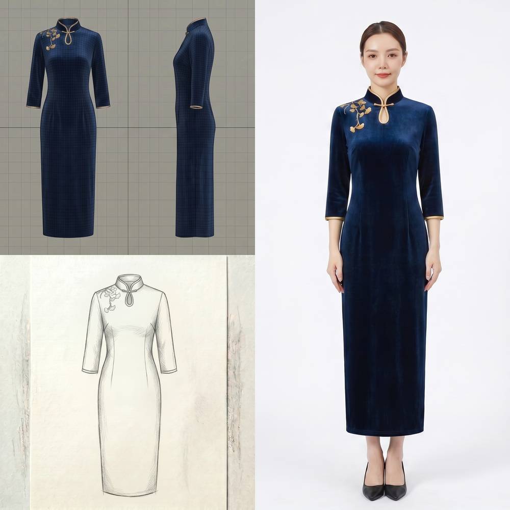 Navy Qipao