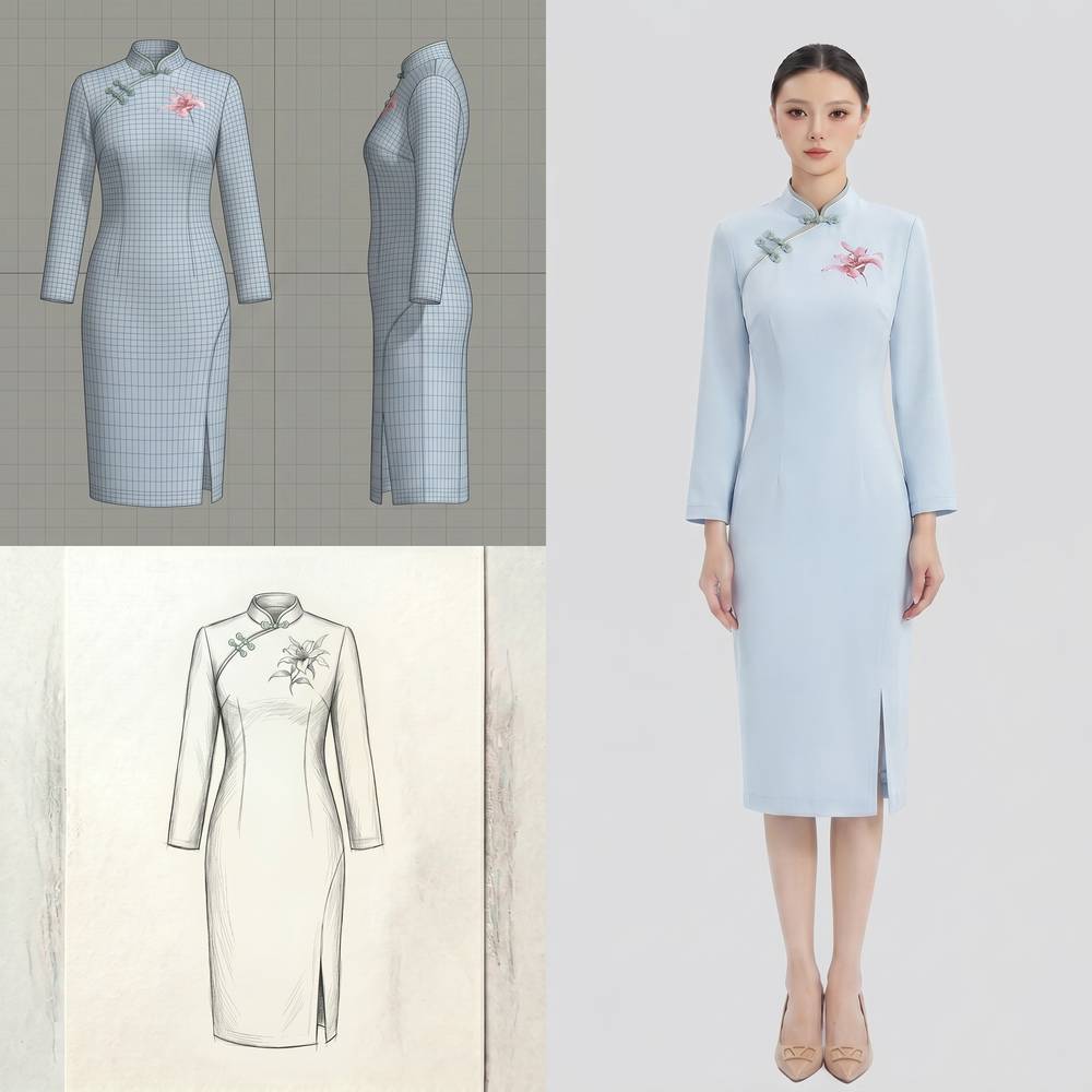 Grey qipao