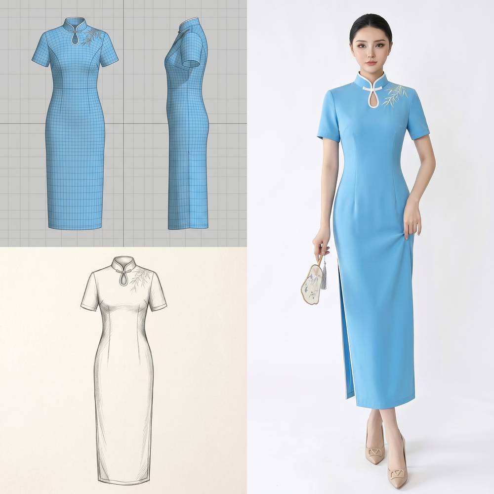 Blue Qipao